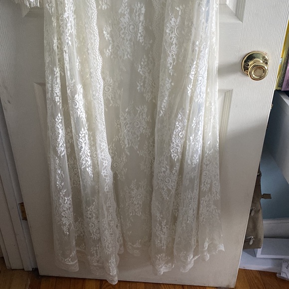 😍 NWOT Aporei Sheer Lace Maxi Dressing Robe Kimono, White, Large - Picture 15 of 16